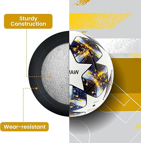 Miniatura 3 de Balón de fútbol tamaño 5  Piel sintética impermeable, incluye bomba, agujas y red de almacenamiento de malla para un fácil transporte
