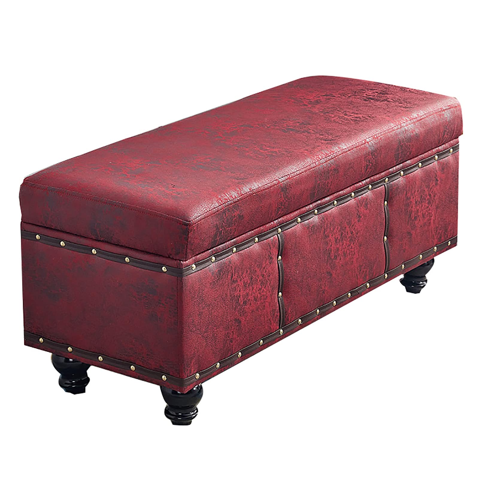 Banc de rangement en cuir rétro et bois noble pour décoration chic