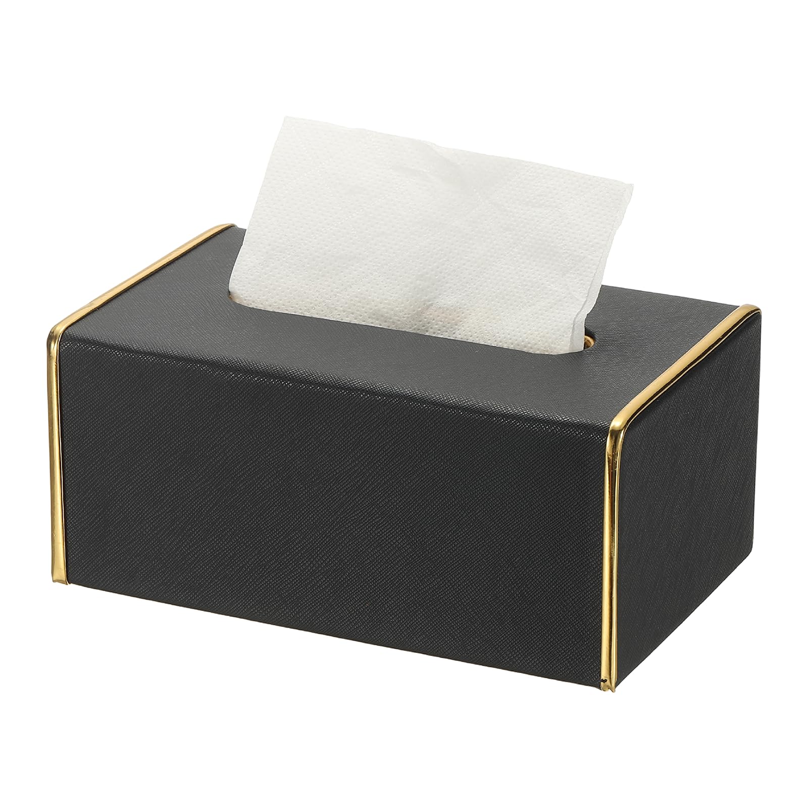 sourcing map Tissue Box Cover, Rectangle Modern Tissue Box Holder with Magnetic Closure for Living Room Bedroom Office Hotel Desk (8.3"x5.1"x3.5", Black)