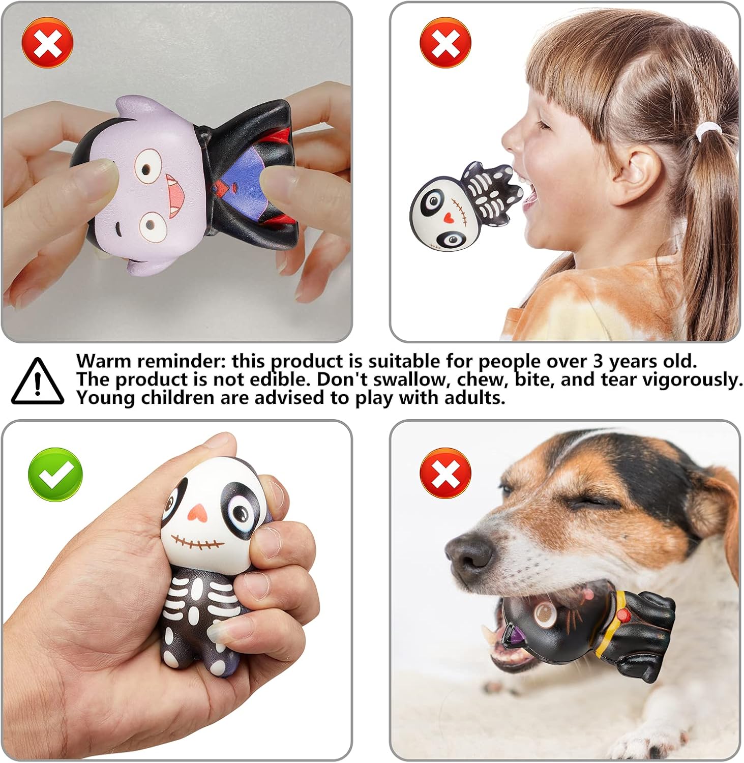 【New】 6 Packs Halloween Squishies Toys, Slow Rising Squishies Toys- Pumpkin, Vampire,Black Cat,Mummy,Human Skeleton, Bat, Party Favors, Goodie Bag, Super Soft Squeeze Kawaii for Girls Boys, Kids