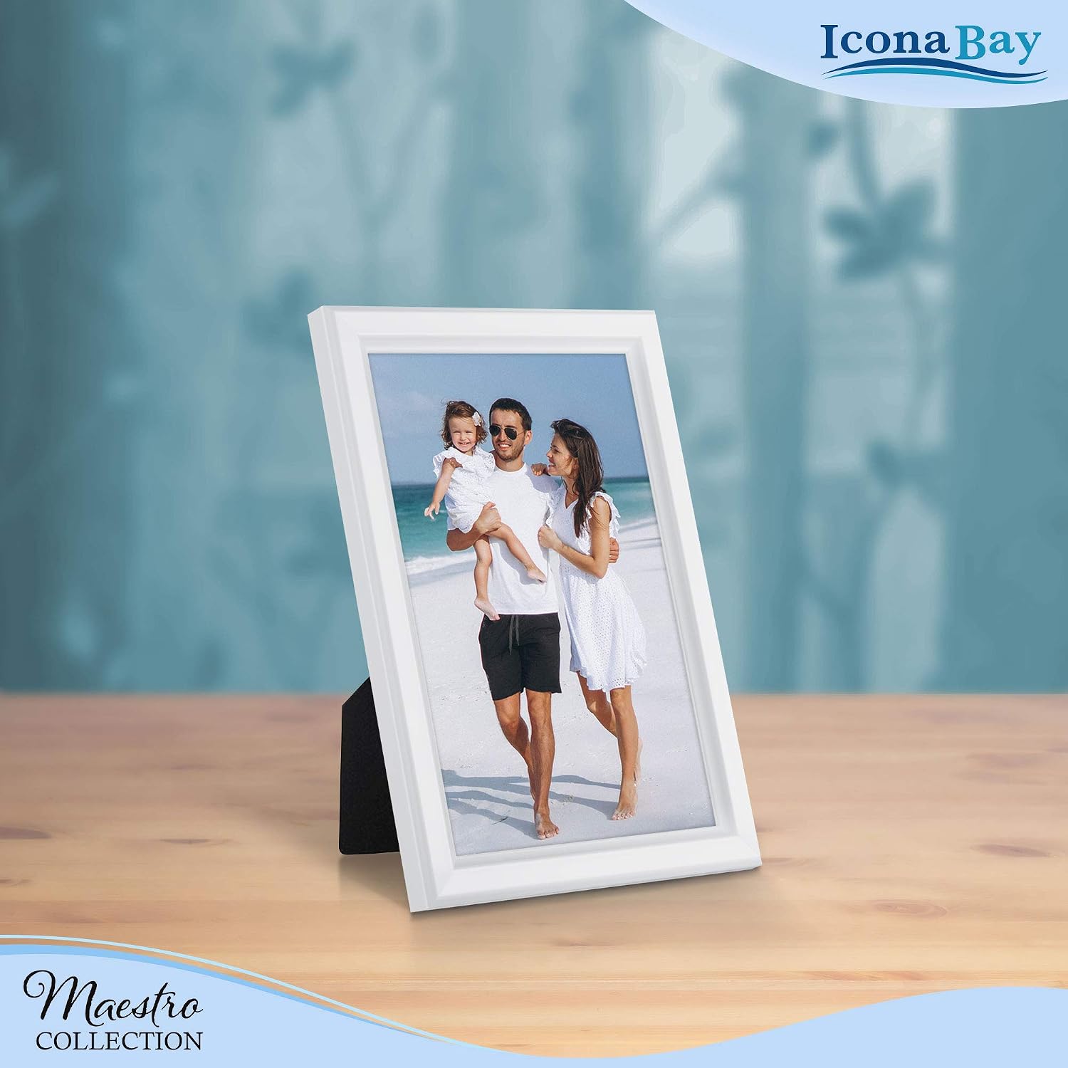 Icona Bay Combination White Picture Frames Set - 10 PC (Five 4x6, Three 5x7, Two 8x10), Classy Contemporary Style, Maestro Collection for Wall Gallery