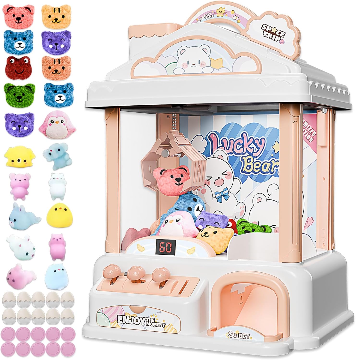 Claw Machine for Kids, Snow Bear Theme Mini Vending Machine for Girls Age 6-8, Candy Grabber Dispenser Toy Machine for Boys, Girl's Birthday Gifts for Age 3+, Fun Toys Perfect for Family, Party