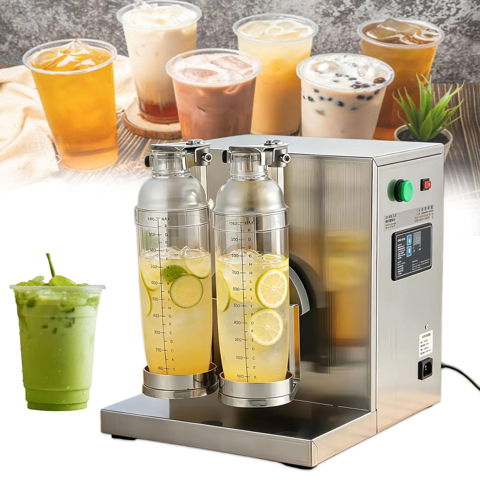 PioMue Electric Bubble Tea Shaking Machine, Double Frame Bubble Boba Shaker Machine with 0-120s Adjustable,Efficient Mixing for Tea, Juice, Coffee, Wine