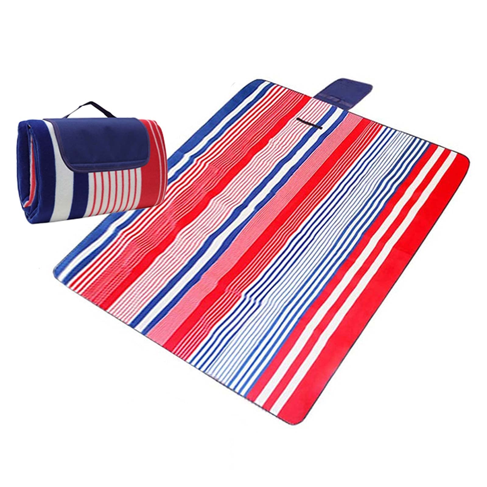 Couverture de Pique-Nique, Tapis de Plage Imperméable, Gand Tapis Pique Niques pour Extérieur Camping Parc (Color : Red Blue Stripe, Size : 200x200cm)