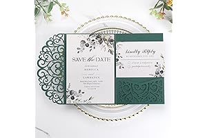 Timeless Elegance 50PCS Wedding Invitations with RSVP Cards and Envelopes
