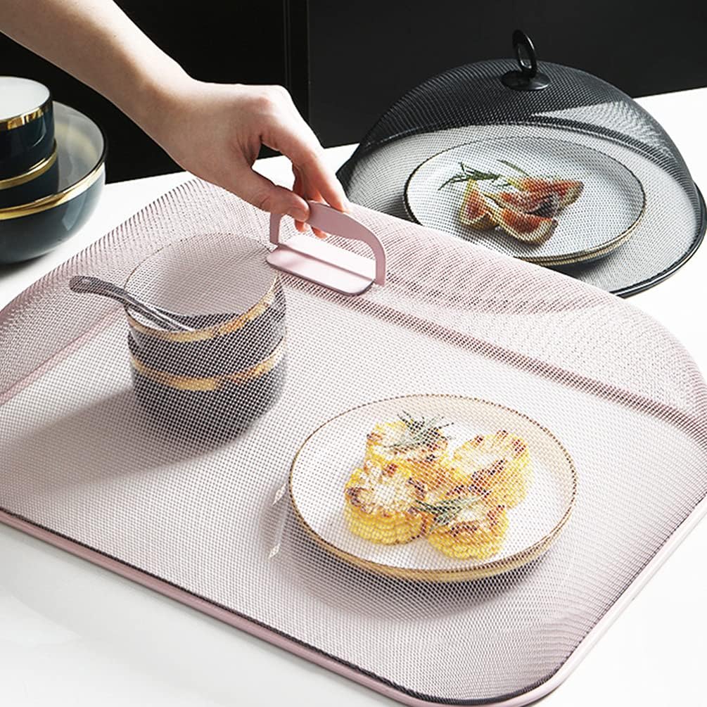 2pcs Mesh Food Cover Stainless Steel Food Tent Dining Table Food Lid Dish Cover Bugs, Reusable Fine Mesh Food Covers for Outdoors
