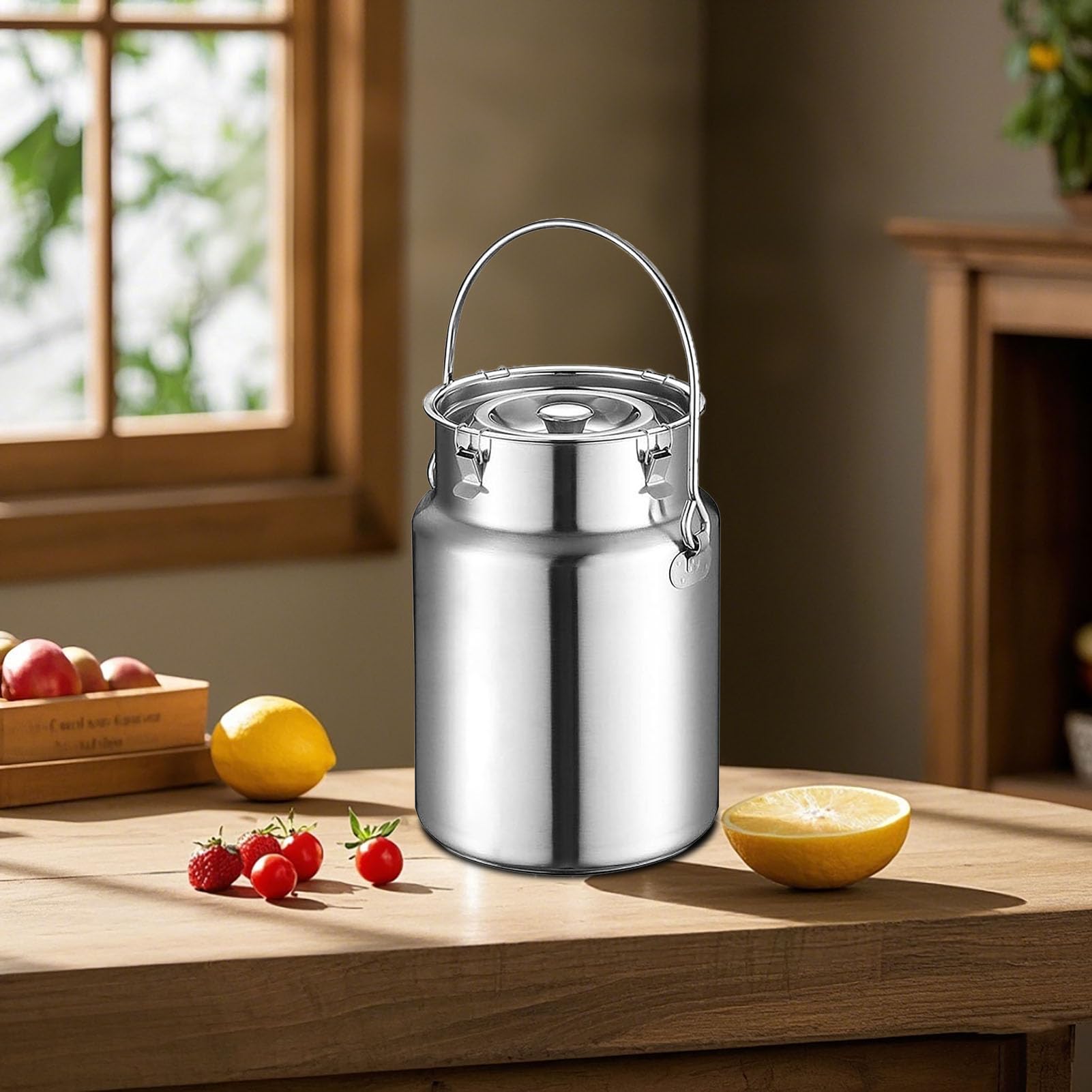 Lata de leche de acero inoxidable 304 con tapa sellada de silicona para transportar líquidos y alimentos, ideal para lácteos, vino, cerveza, aceite, agua, arroz, té, capacidad de 10 litros
