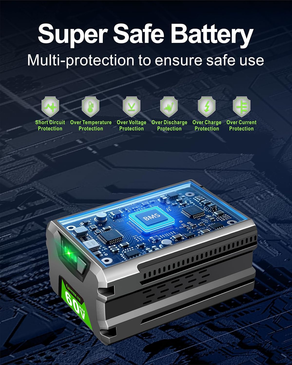 【Upgraded High Capacity】 5.0Ah Replacement for Greenworks 60v Battery, for Greenworks Pro 60V Battery LB60A02 LB60A03 LB602 LB6025 Compatible with Green Works 60V Cordless Power Tool - Image 4