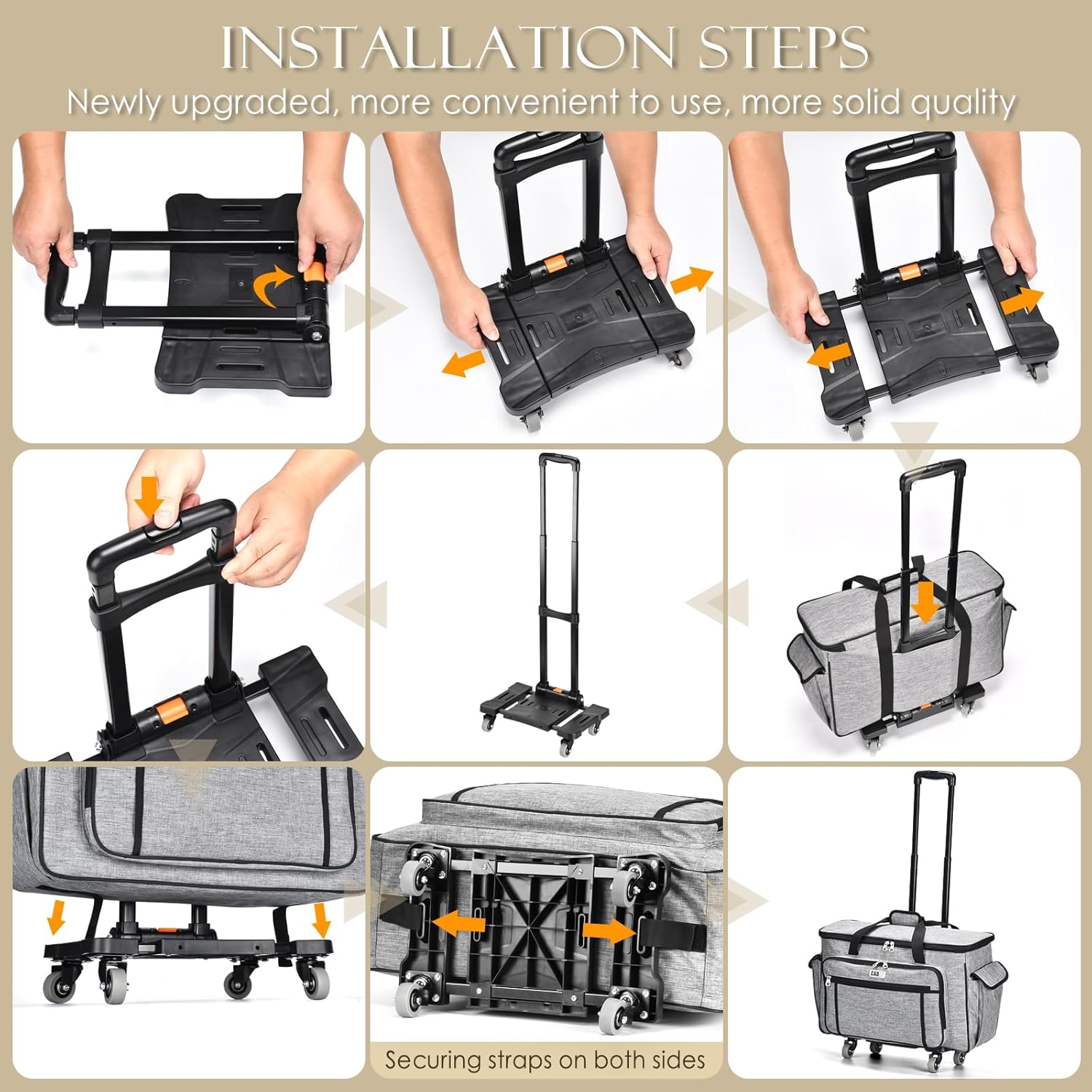 CAB55 Rolling Carrying Case for Cricut Maker 3/Maker 4/Maker/Explore 4/Explore 3/Explore Air 2, Double-Layer Storage Bag with 4 Wheels & Mat Pocket for Cricut Cutting Machine, Accessories & Tools