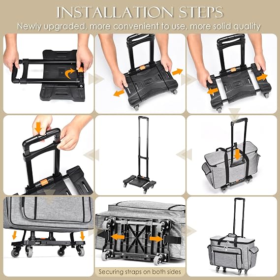 CAB55 Rolling Carrying Case for Cricut Maker 3/Maker 4/Maker/Explore 4/Explore 3/Explore Air 2, Double-Layer Storage Bag with 4 Wheels & Mat Pocket for Cricut Cutting Machine, Accessories & Tools