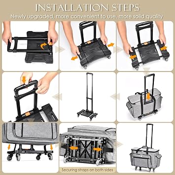 CAB55 Rolling Carrying Case for Cricut Maker 3/Maker 4/Maker/Explore 4/Explore 3/Explore Air 2, Double-Layer Storage Bag with 4 Wheels & Mat Pocket for Cricut Cutting Machine, Accessories & Tools