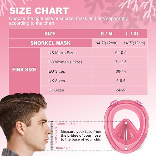 Miniatura 4 de Odoland Paquetes de esnórquel, máscara de esnórquel de cara completa para adultos y jóvenes con soporte para cámara, aletas de natación ajustables,