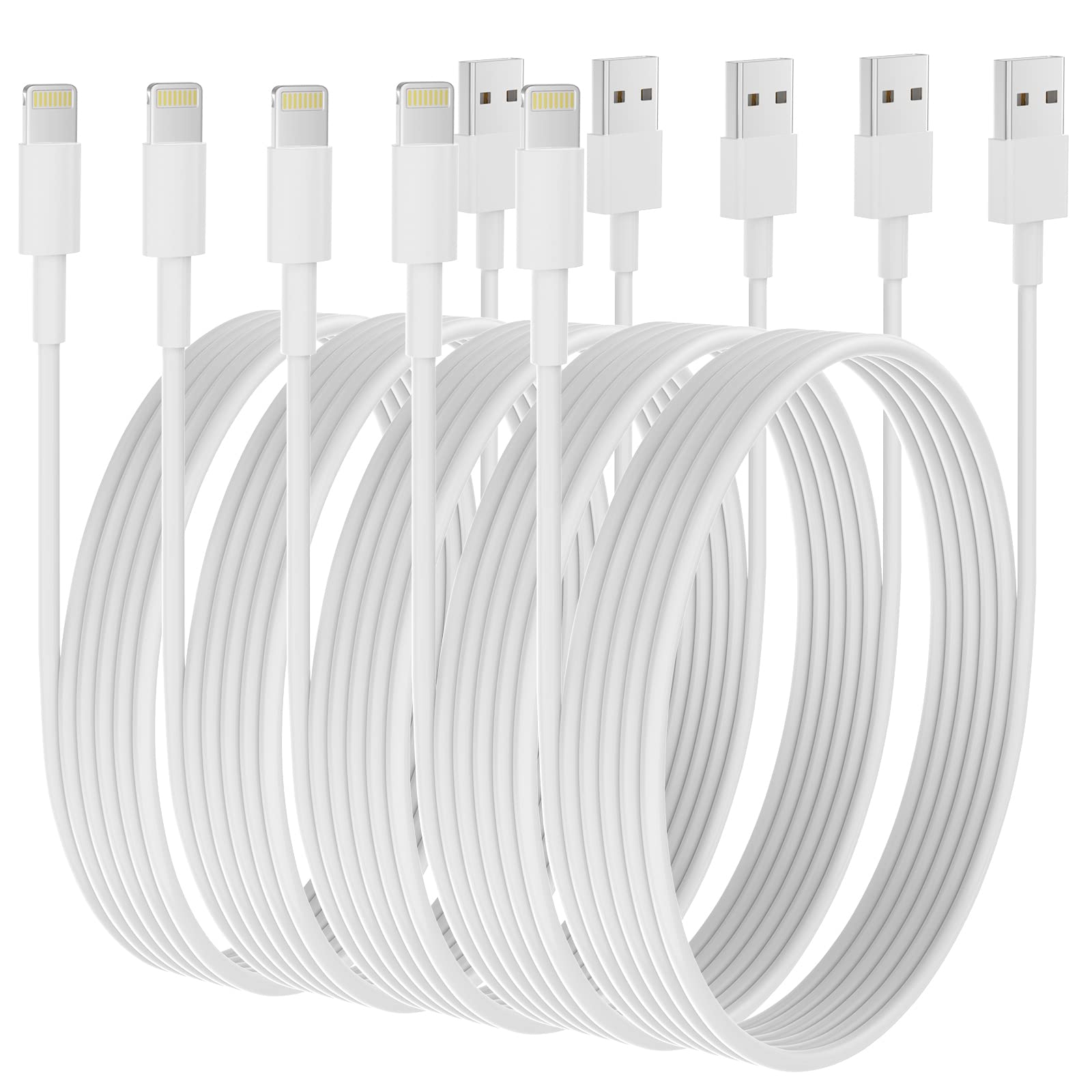 5 Pack [Apple MFi Certified] Apple Charging Cables 6Ft, iPhone Chargers Apple Approved 6 Foot, Original Lightning USB Cable for iPhone 13/12/11/11Pro/11Max/ X/XS/XR/XS Max/8/7, ipad(White)