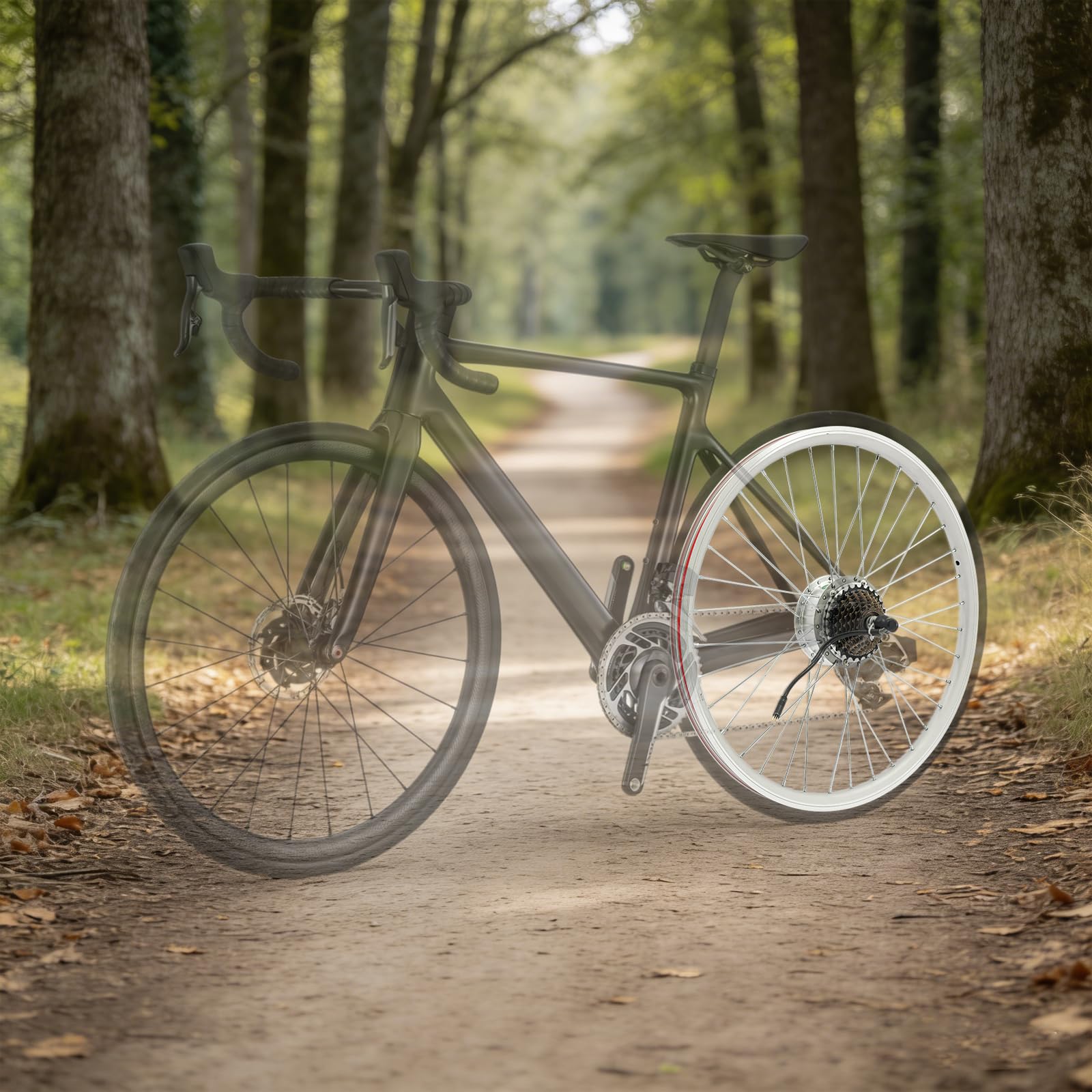 Kit Conversion Vélo Électrique 26 Pouces 36V 250W, Moteur Roue Arrière Brushless avec Écran LCD, Capteur Pas, Accélérateur Pouce, Frein Coupure, Roue Libre 7 Vitesses, V-Brake/Frein Disque