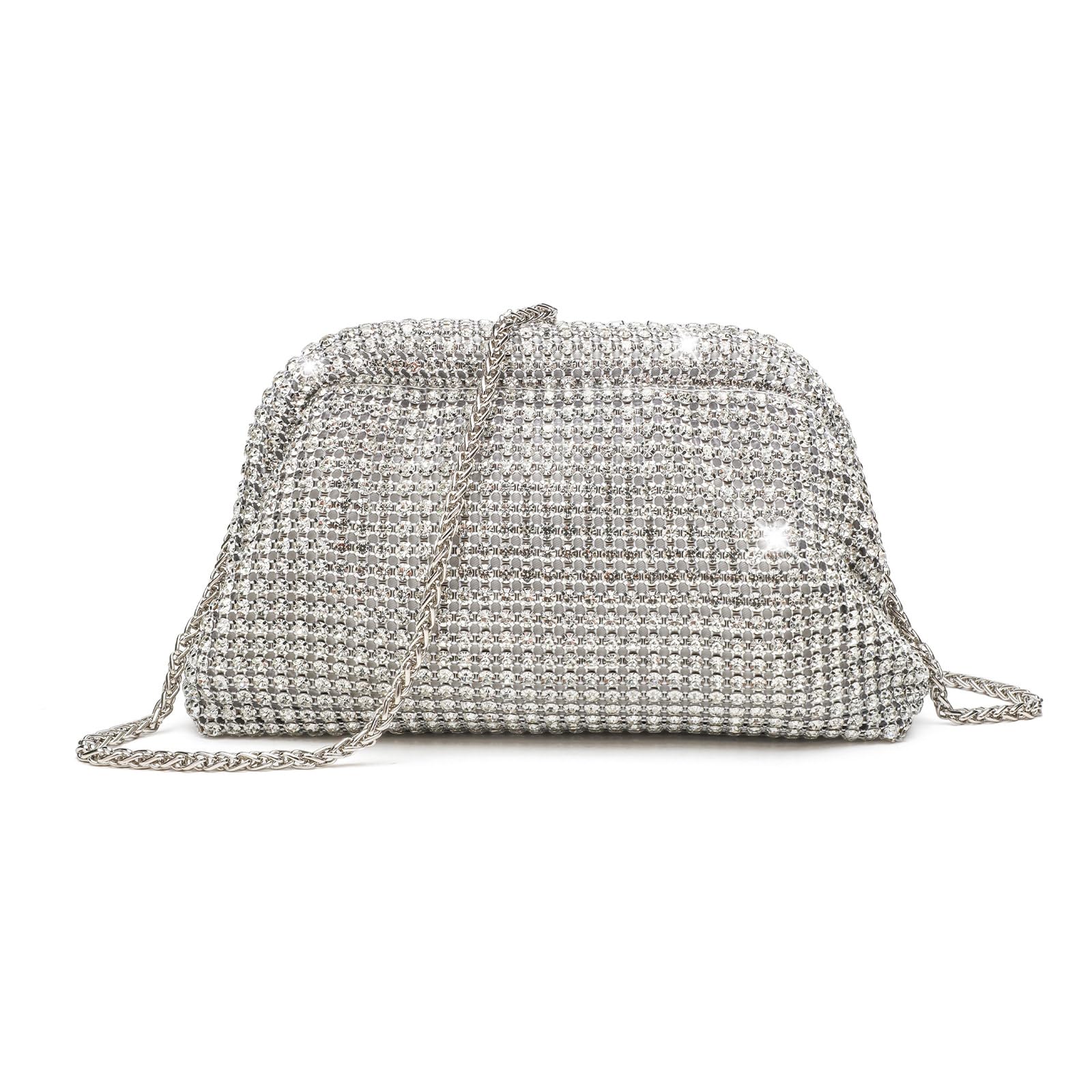 Pochette à Strass Scintillante pour Femme,Sac de Soirée en Forme de Nuage avec Boulettes de Diamants Scintillantes pour Fête et Mariage