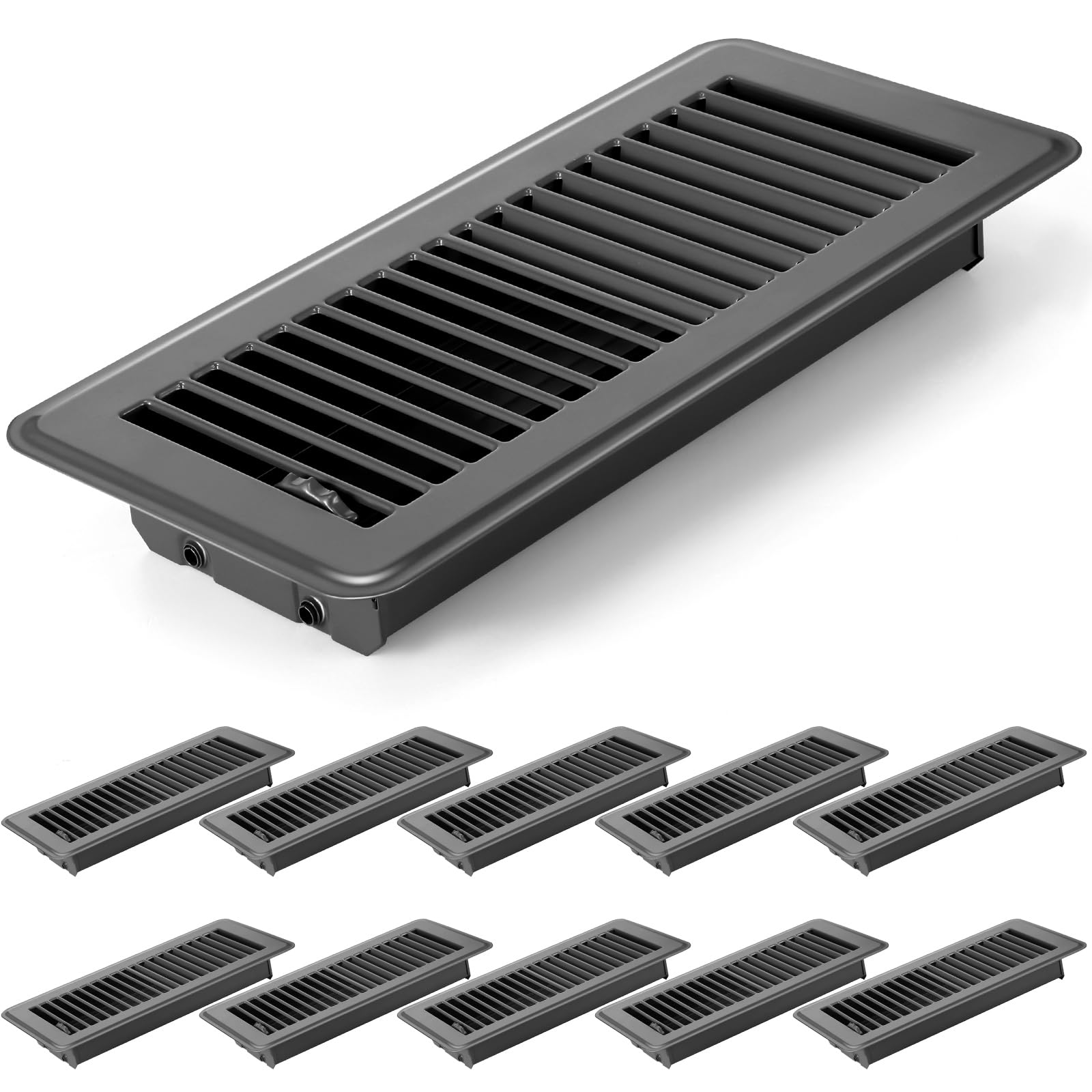Coume 10 Pack 4" x 10" Floor Vent Covers Heavy Duty Floor Registers Metal Heat Vent Covers with Rust Proof Walkable Finish for Home Floor Grilles