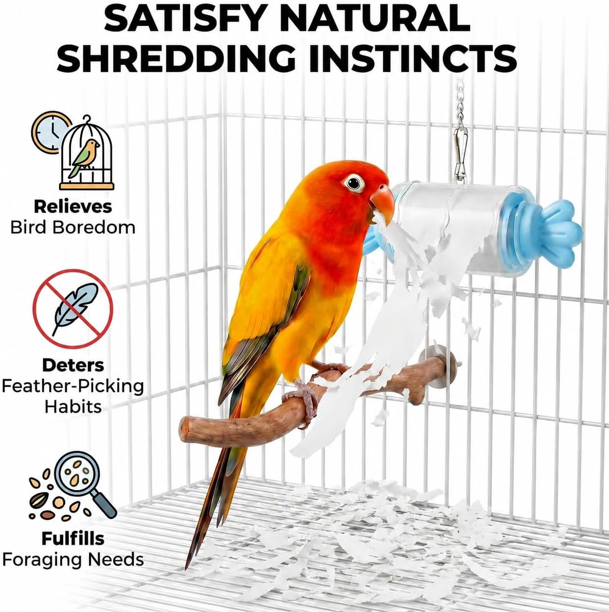 Bird Paper Roll Shredding Toy, 5 Refill Rolls, Parrot Chewing Toy image 2