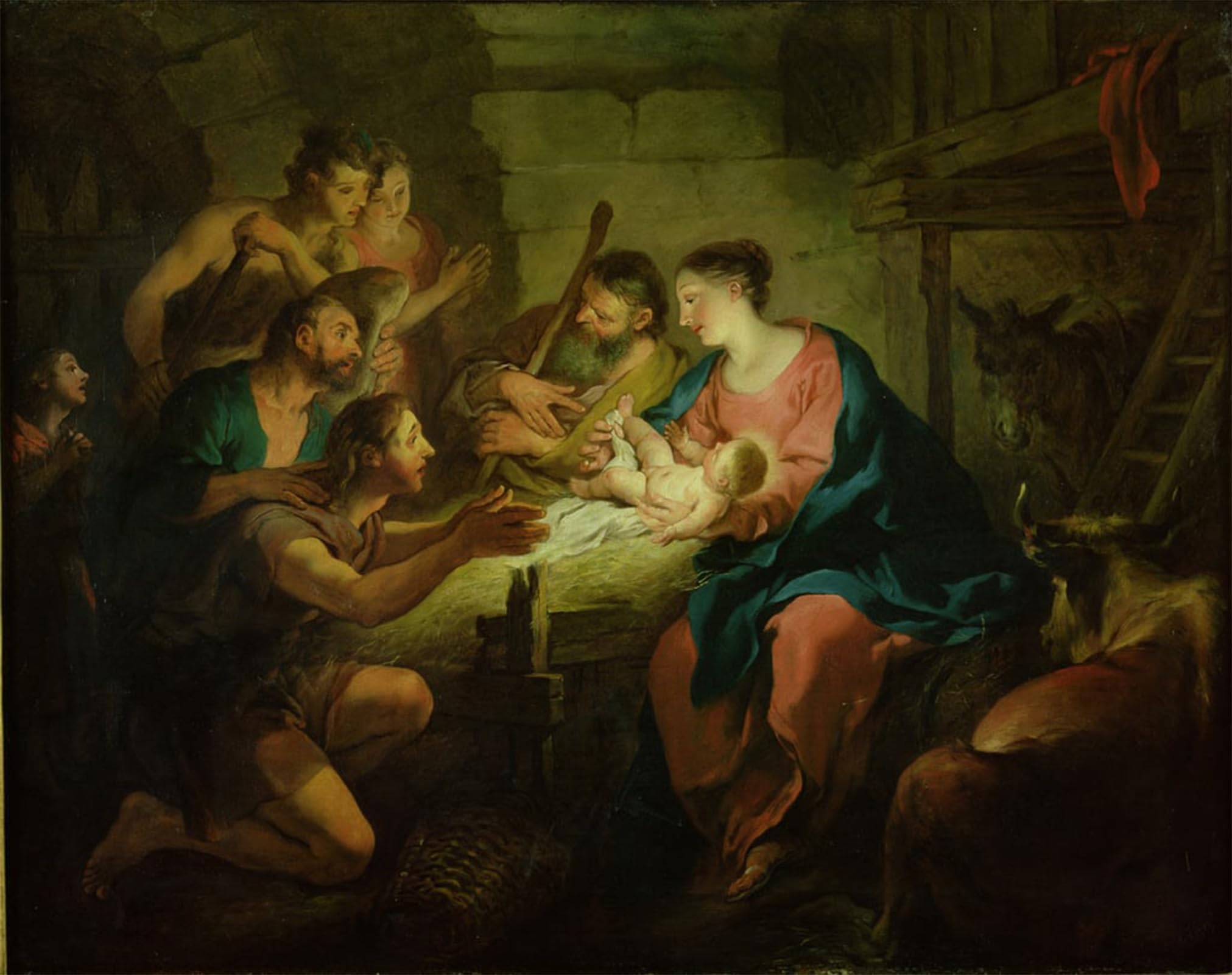 ARTXLXXBN Famous Print Painting Colorful Art Print the Adoration of the Shepherds by Jean François De Troy Canvas Art Decorations for Home Decor 60x90cm