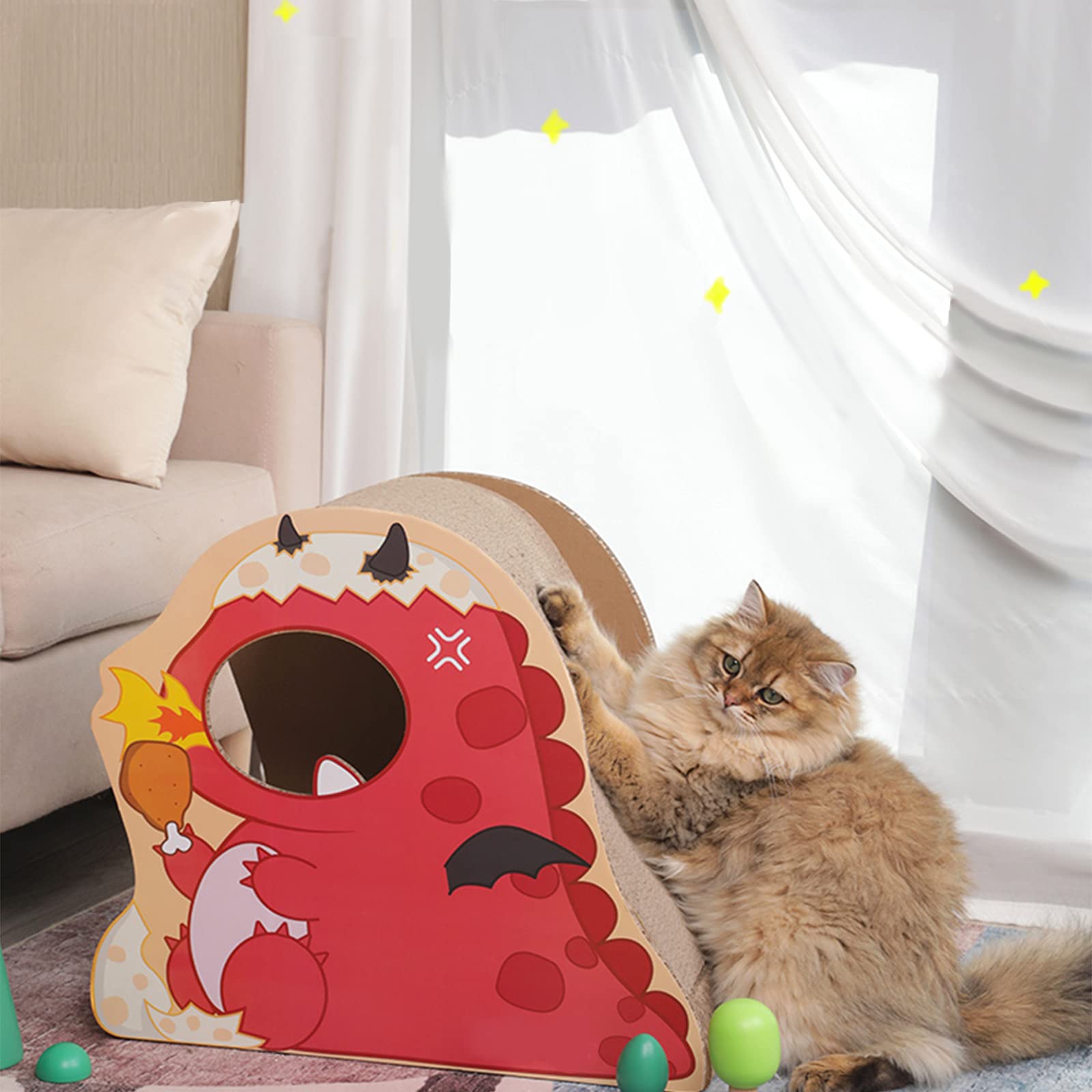 Rascador para Gatos de Cartón Protector contra arañazos de Gato y Perro - Afilador de uñas de cartón para Mascotas Más grueso, con capacidad para dormir, duradero (rojo)