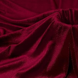 P Pothuiny Burgundy Velvet Fabric by The Yard, 1 Yard x 60 Inch Wide Luxury & Soft Stretchy Velvet Cloth Fabric for Sewing, Apparel, Upholstery - 90% Polyester 10% Spandex - Buy now
