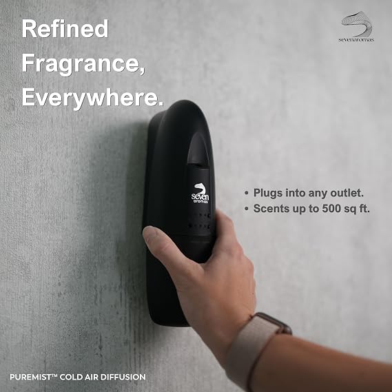SevenAromas SV703 Black Plug-in Waterless Scent Diffuser, Black, 500 Sq Ft