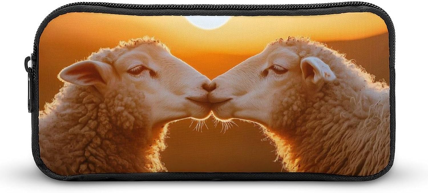 Sheep Kissing Sunset Travel Cosmetic Bag Makeup Bag