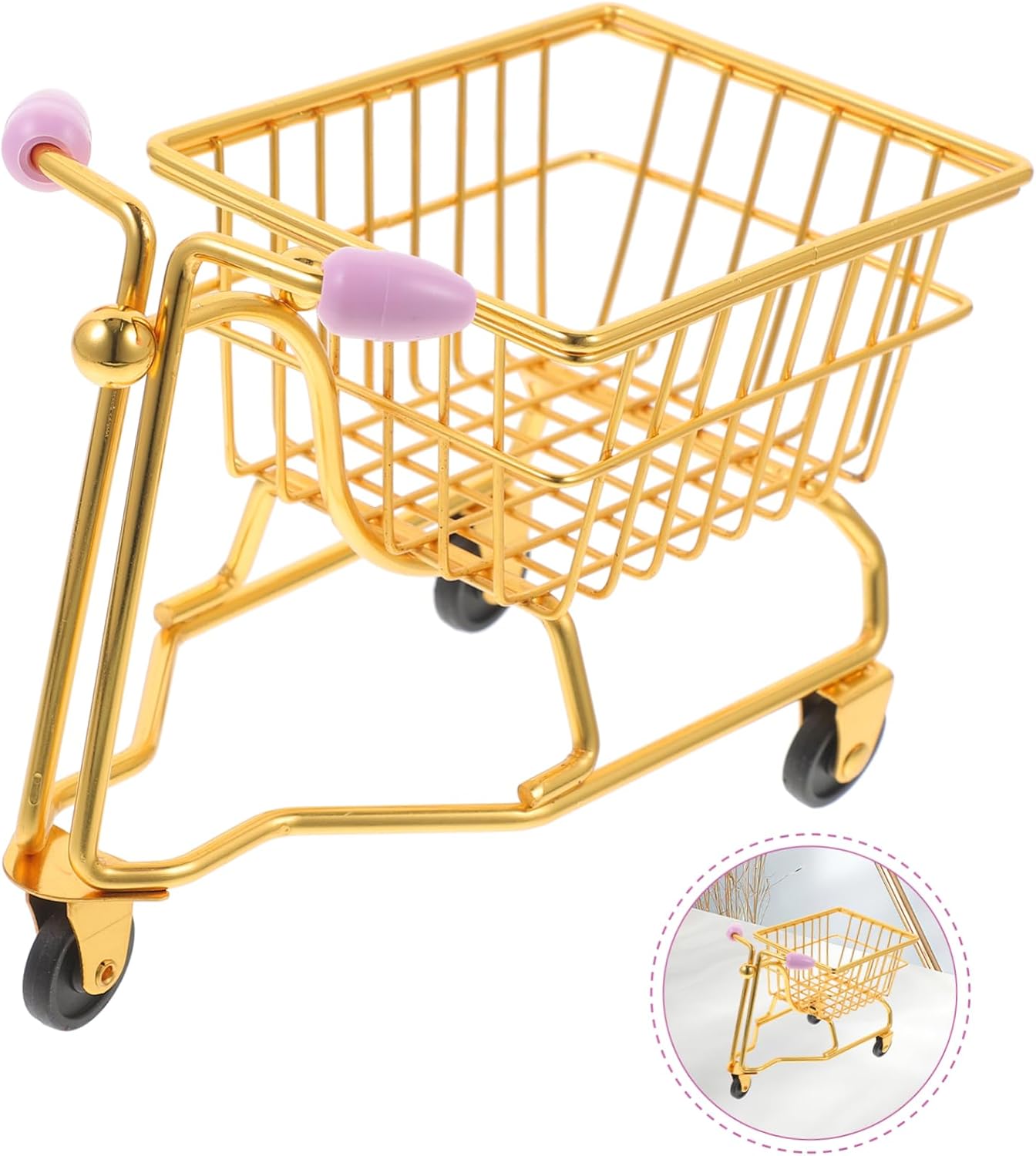 Alipis Cute Miniature Shopping Cart Makeup Sponge Holder Stylish Desk Storage for Sponges Candy and Items Birthdays and Holidays Elegant Design image 4