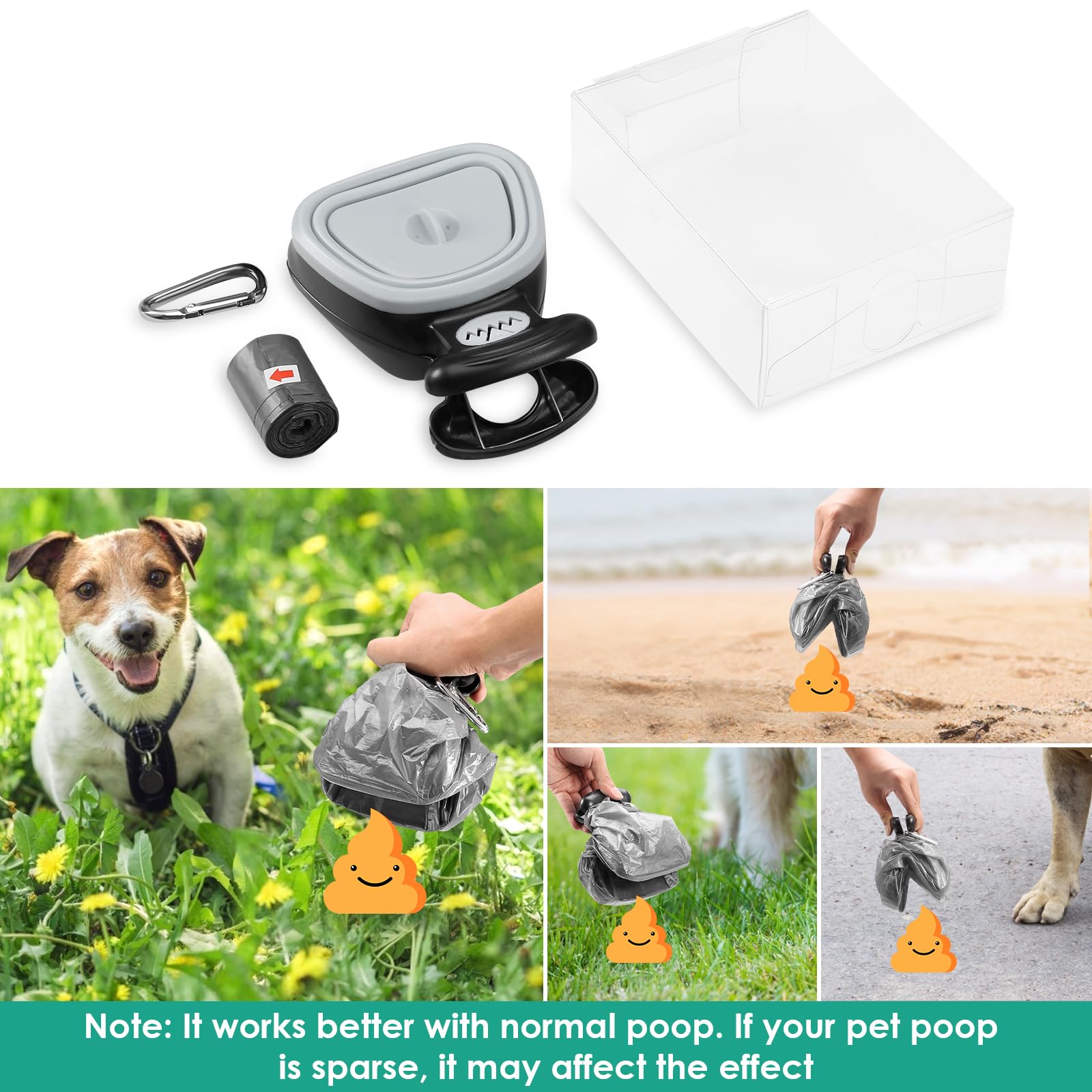 ORIA Paletta per Escrementi di Animali, Portatile Scoop di Poop Dog con Dispenser Bag, Scooper per Animali Domestici per Passeggiate all'Aria Aperta (1 Sacchetto per Rifiuti in Rotolo Incluso)
