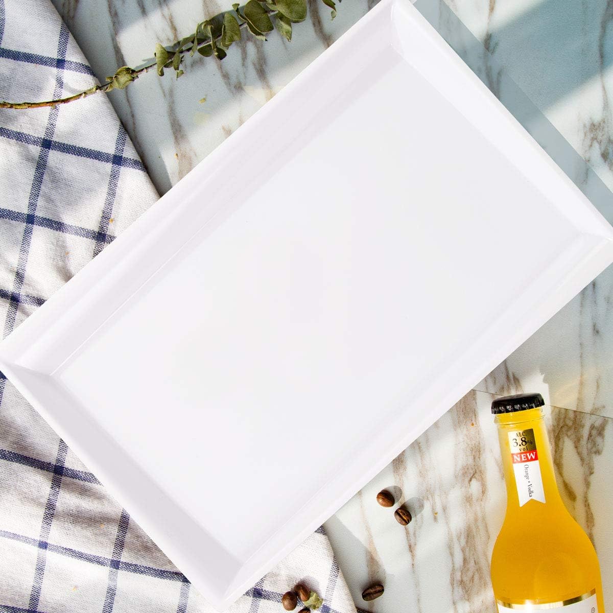Supernal 12pcs White Plastic Serving Trays，Rectangle Platter，Plastic Fast Food Tray，15''X10'' Decorative Serving Trays，Wedding Platter Party Trays，Disposable Serving Party Platters : Everything Else