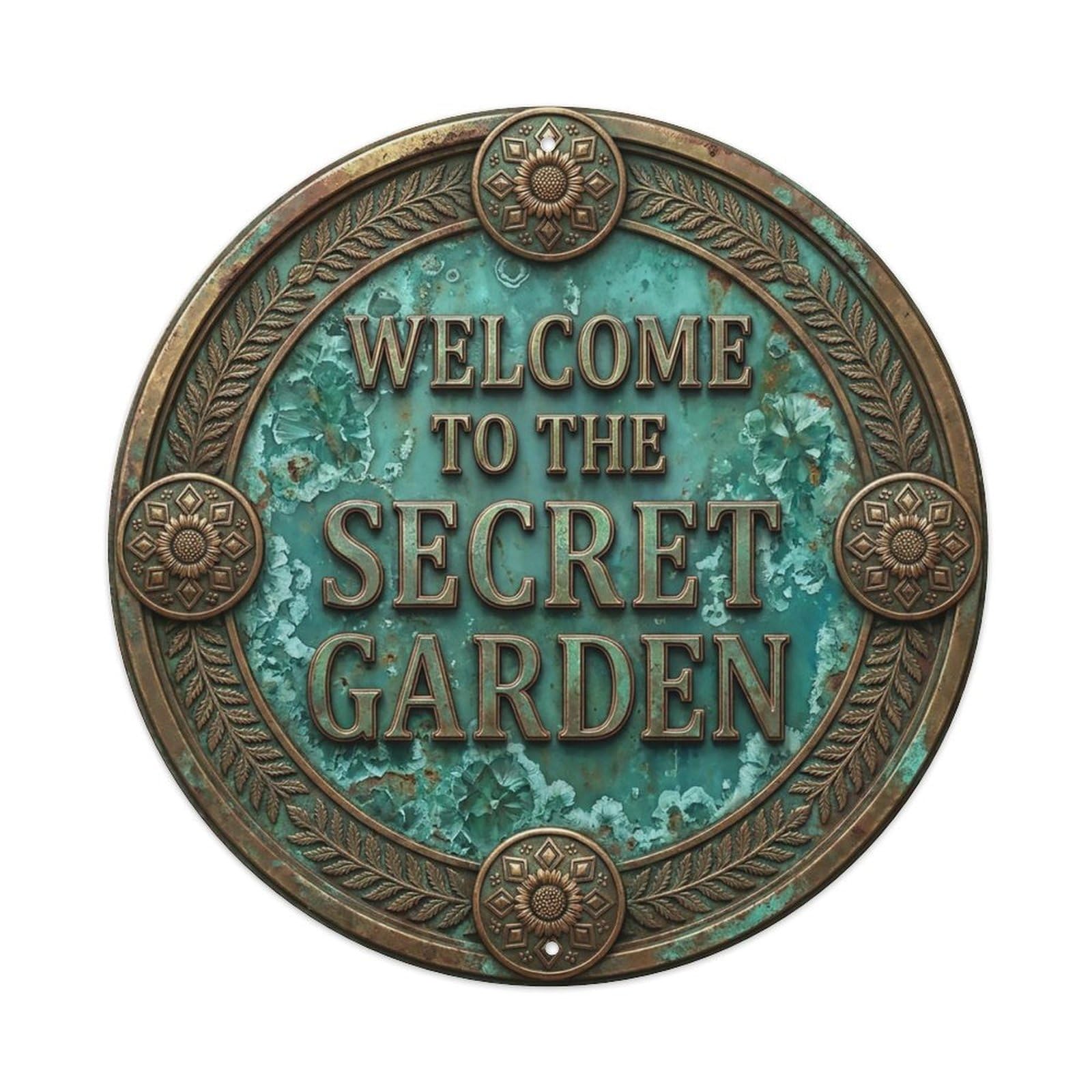 Vintage Welcome Secret Garden Geared Nostalgic Metal Tin Sign