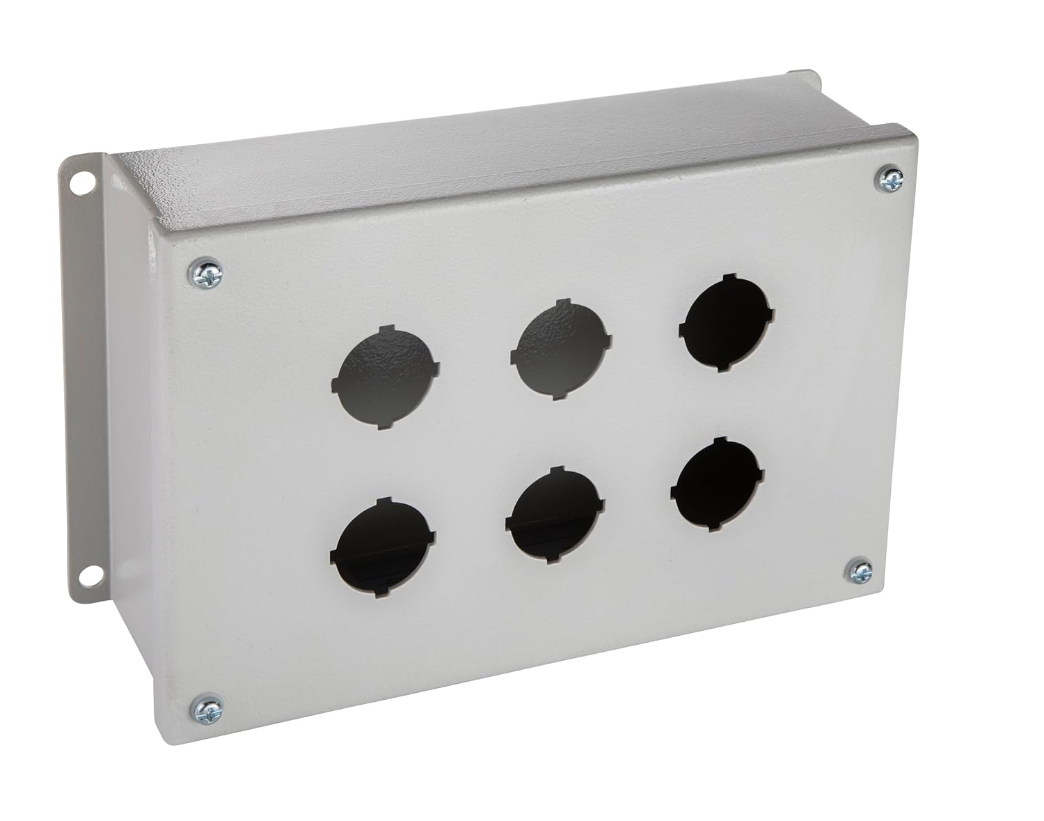 Rittal 8017.668, Pushbutton Box, 6-Hole, 0.89" Hole Diameter, Carbon Steel, Gray, 8.46" Height x 5" Width x 4.21" Depth