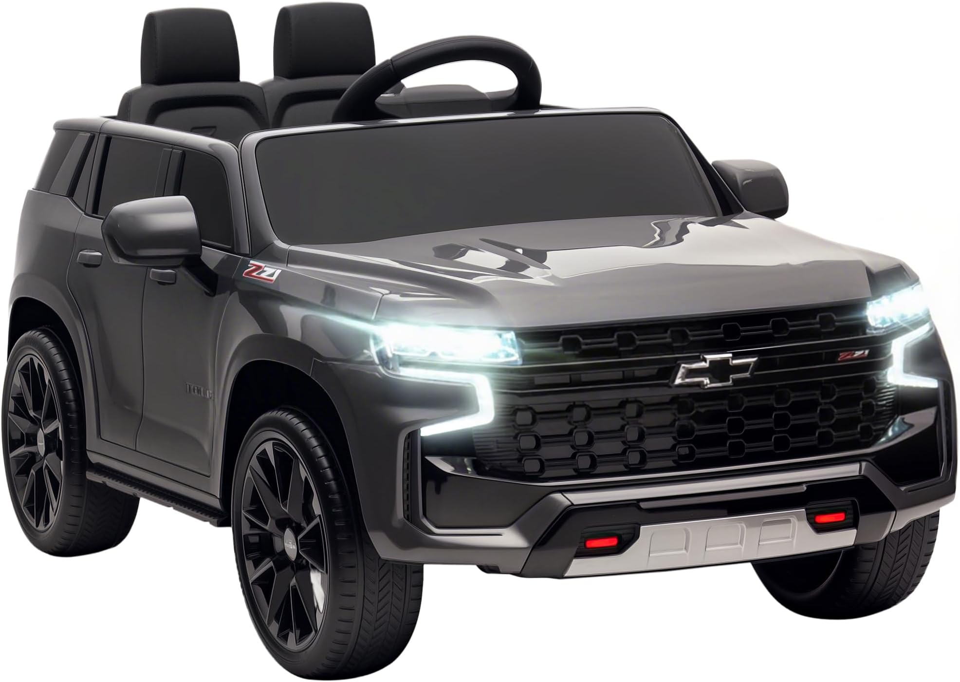 Aosom Licensed Chevrolet Tahoe Ride On Car, 12V 7AH Battery Power Ride On Toy with Parent Remote Control, LED Lights, Music, 4 Wheeler Suspension, 3 Speeds, Kids Electric Vehicle for Aged 3+, Gray