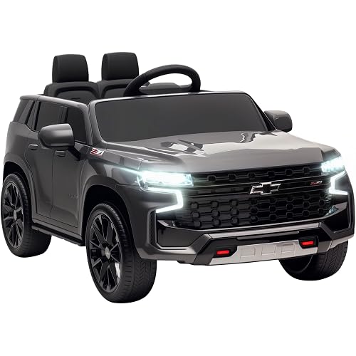 Aosom Licensed Chevrolet Tahoe Ride On Car, 12V 7AH Battery Power Ride On Toy with Parent Remote Control, LED Lights, Music, 4 Wheeler Suspension, 3 Speeds, Kids Electric Vehicle for Aged 3+, Gray