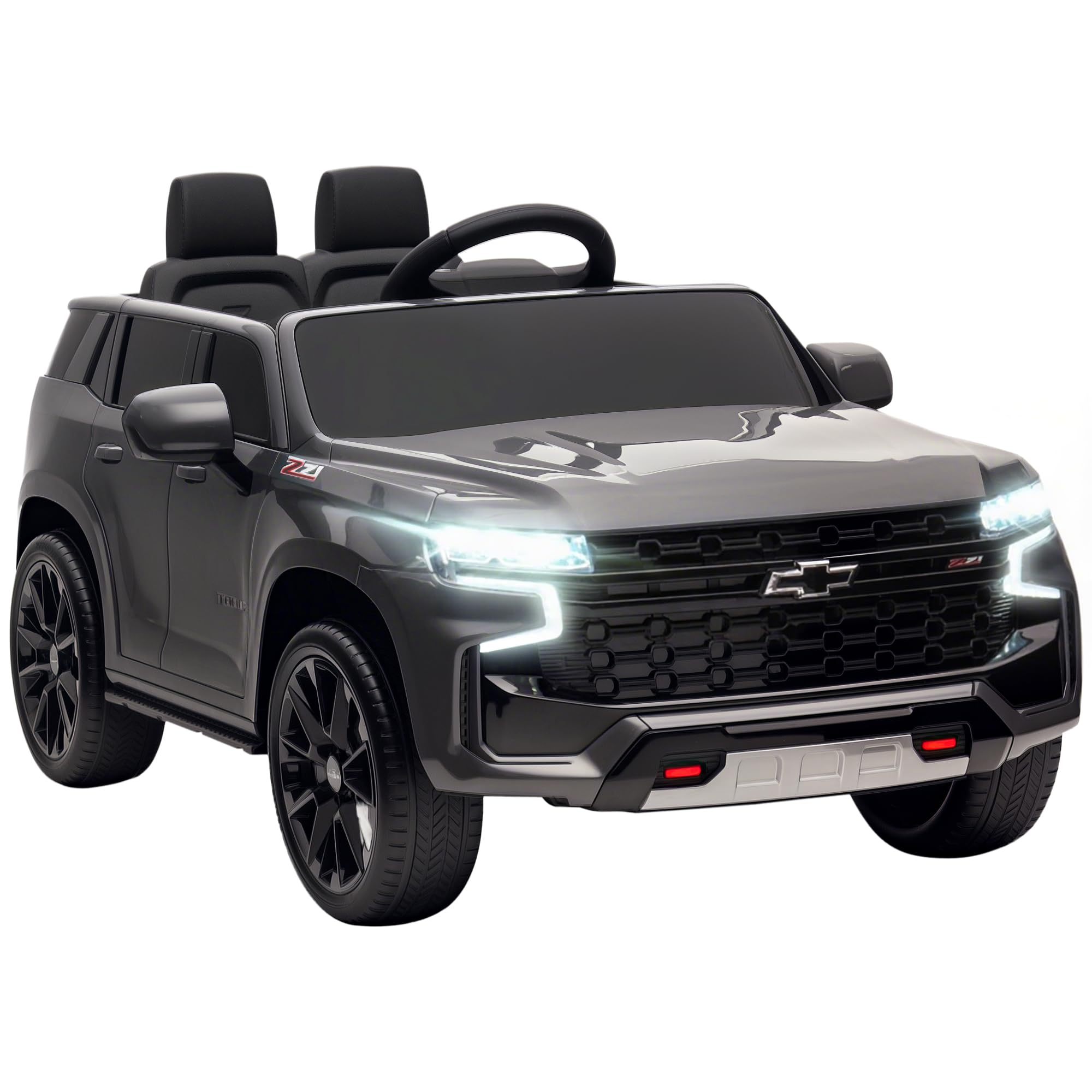 Aosom Licensed Chevrolet Tahoe Ride On Car, 12V 7AH Battery Power Ride On Toy with Parent Remote Control, LED Lights, Music, 4 Wheeler Suspension, 3 Speeds, Kids Electric Vehicle for Aged 3+, Gray