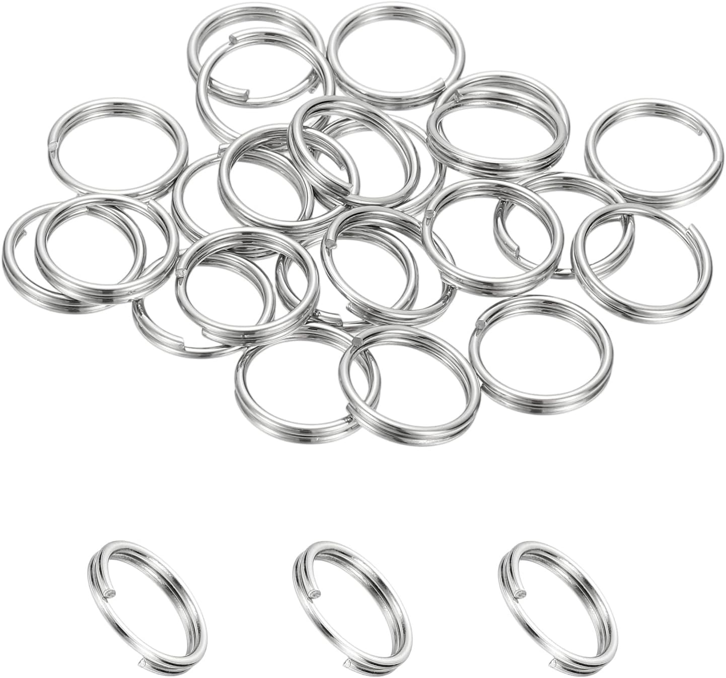 PATIKIL Round Split Ring, 20 Pcs 12mm Small Split Rings with Double Loops Metal Small Key Circle for Key Chains Jewelry Making DIY Crafts Ornaments Accessories Pendants, Silver