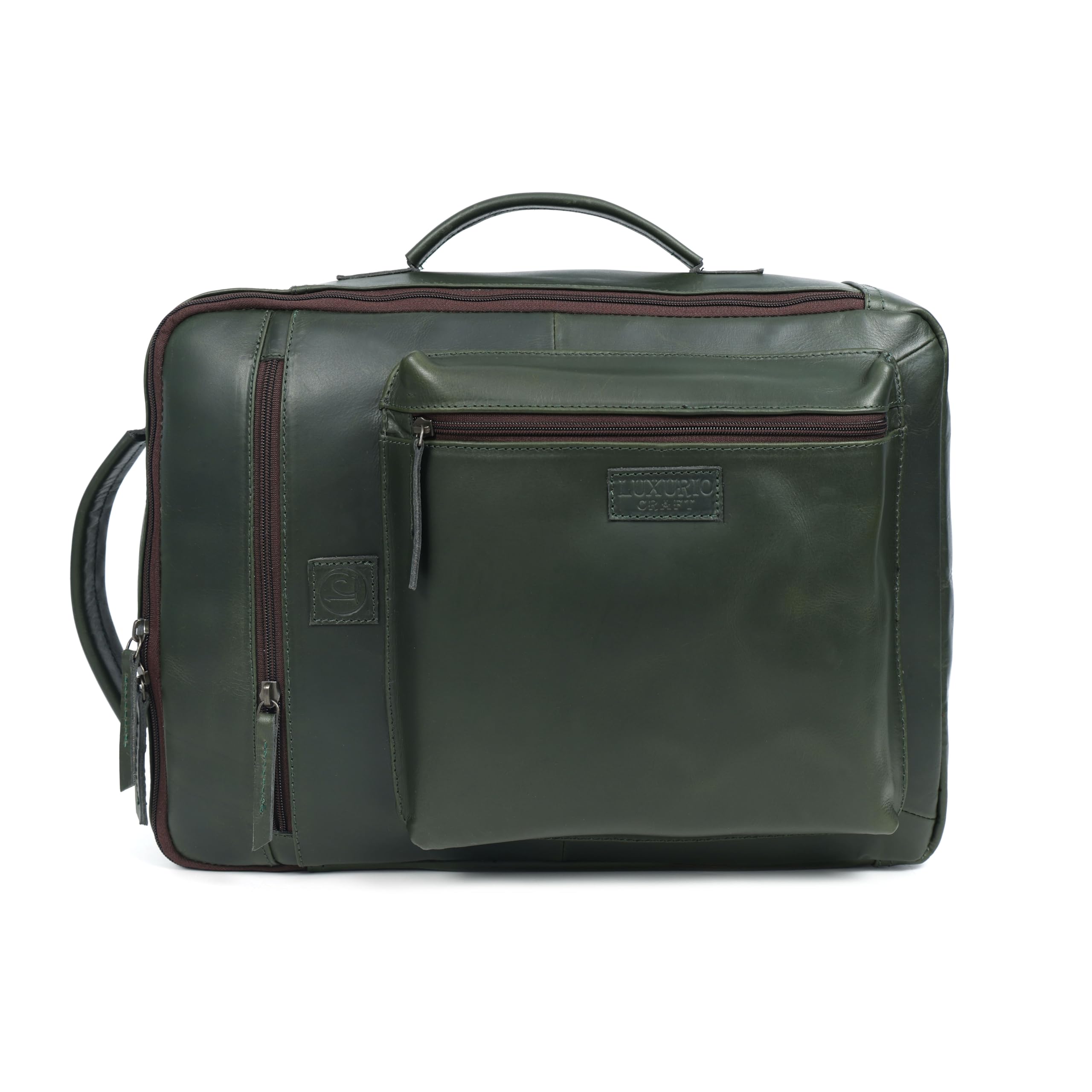 Premium Leather Laptop cum Backpack Bag | Dark Green | Convertible, Durable & Stylish | Suitable Upto 15 Inches | Shoulder & Backpack Bag-image-29