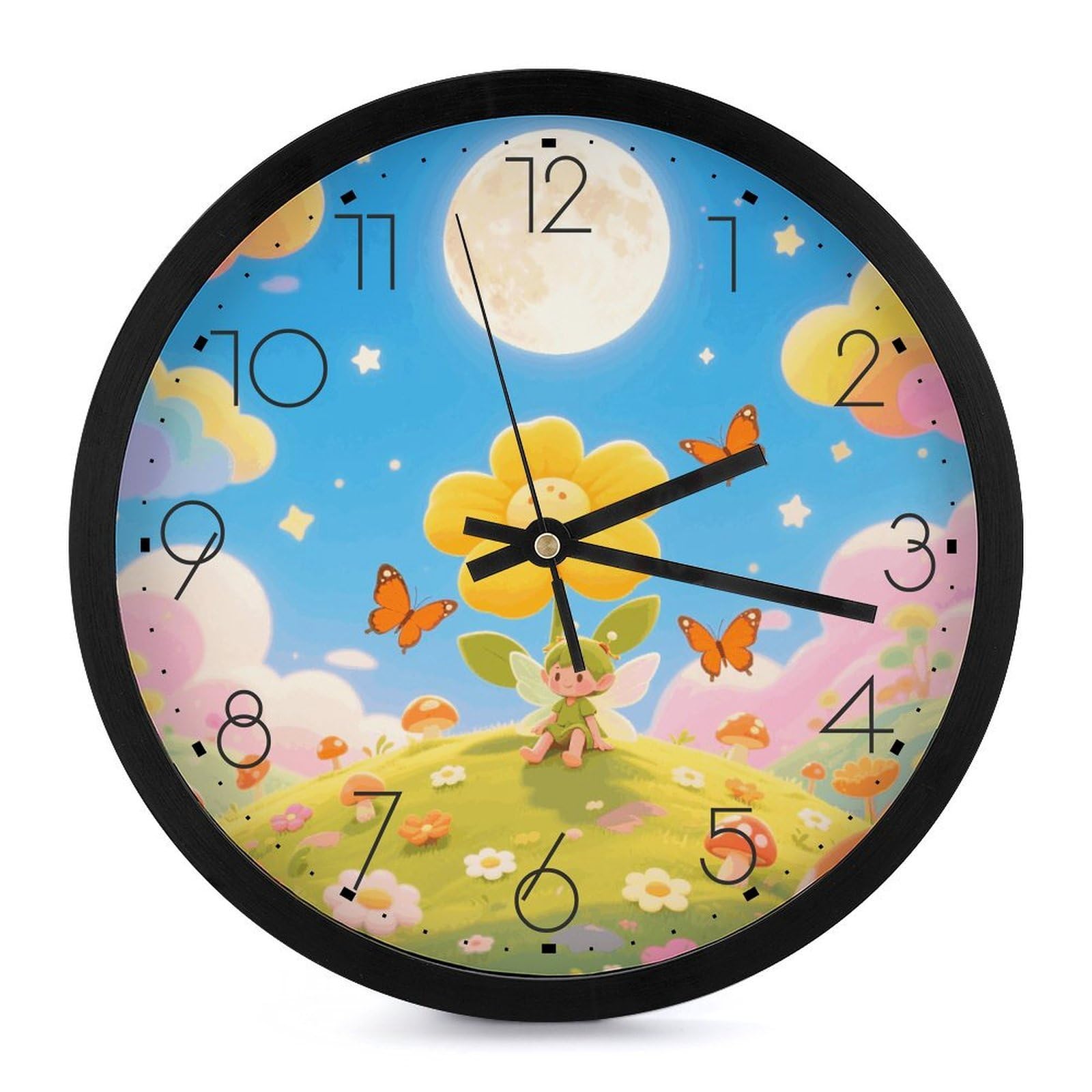 Horloge murale facile à lire pour seniors, grand cadran de 25,4 cm sans bruit