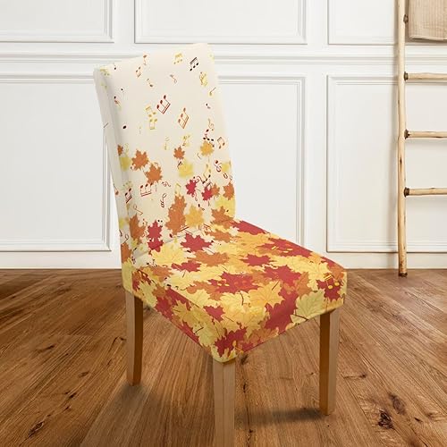 Miniatura 5 de Rnyleeg Fall Dining Chair Covers Set of 1 Leaves Design Chair Covers for Living Room No Arms Stretch Chair Slipcover for Cocktail Party Cubre Sillas