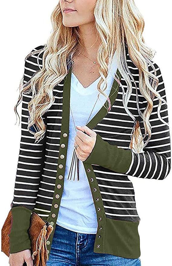 GRACE KARIN Damen Strickmantel - Eleganter Cardigan Mit Stickerei | Langarm Casual Pullover Für Büro & Alltag