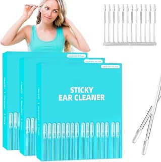 Sticky Ear Wax Remover Sticks, Reusable Sticky Ear Picks | Portable Gentle Home Ear Wax Cleaning Supplies for Kids Adults (3 Boxes/72 Pcs)