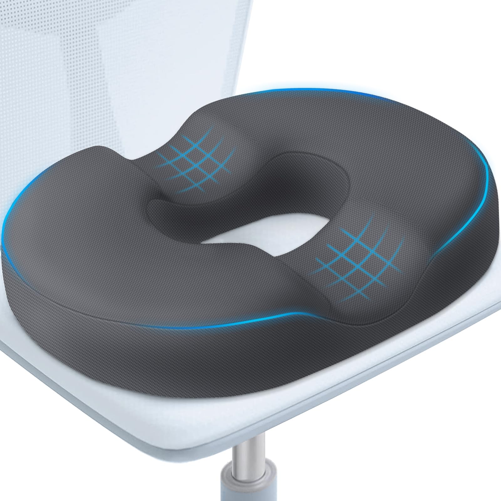 BlissTrends Cuscino per seduta a ciambella, per sedia a ciambella, per sedia postpartum, gravidanza ed emorroidi, per alleviare il dolore al coccige, cuscino in memory foam, per sedie da ufficio e da