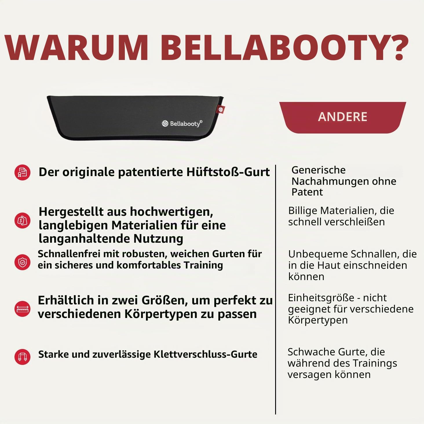 Bellabooty Übungs-Hüftgurt, einfach zu verwenden mit Hanteln, Kugelhanteln oder Tellern, rutschfeste Polsterung, die Ihre Hüften für das Fitnessstudio, Heimtraining oder unterwegs schützt