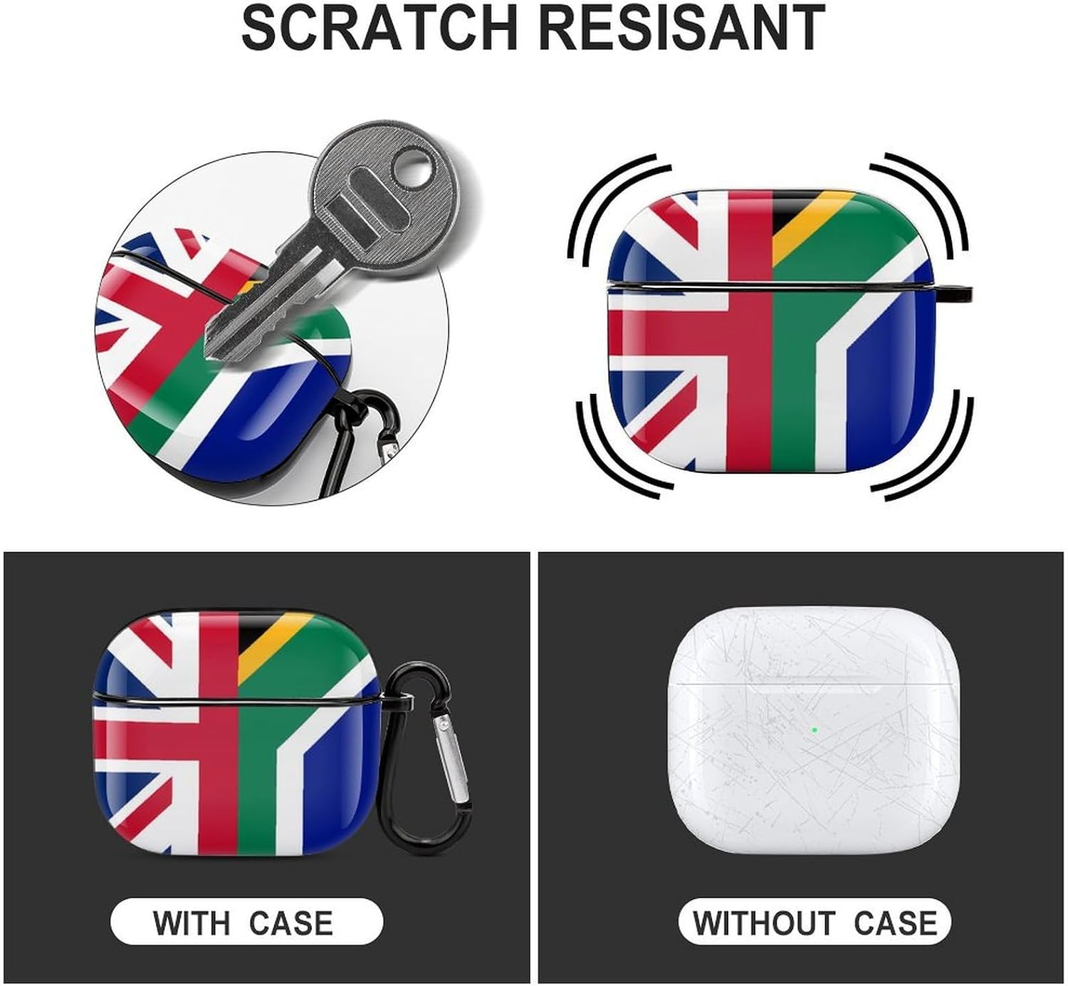 UK South African Flag Cute Earbud Case Shockproof Headphone Cases image 3