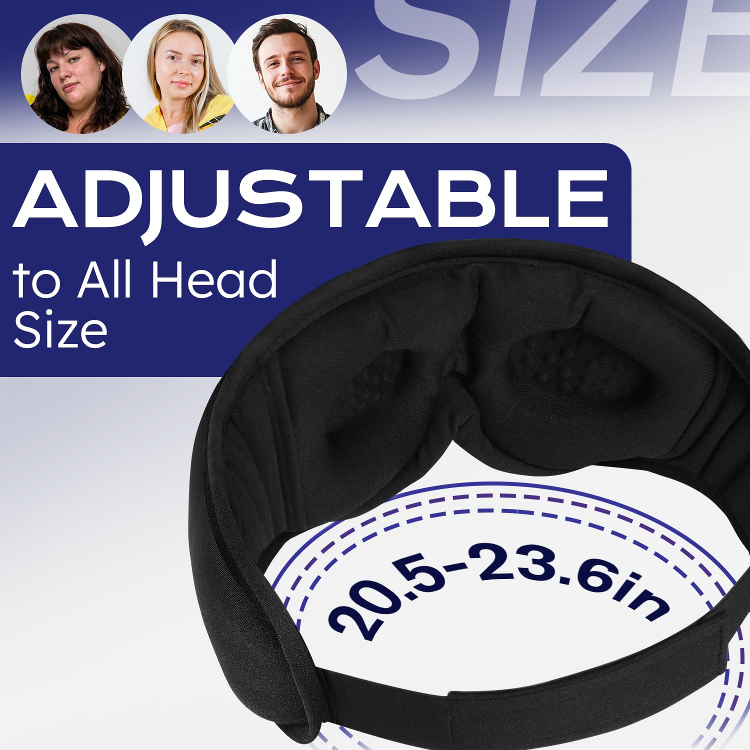 LC-dolida Mascherina per dormire Bluetooth 3D con cuffie, completamente opaca e morbida