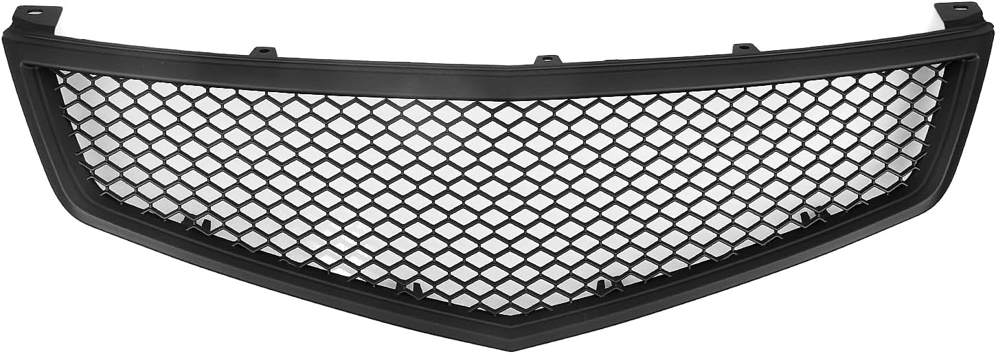 Front Bumper Hood Grille Grill Mesh Cover For Acura TSX 2006-2008 Glossy Black Carbon Fiber Look Matte Black