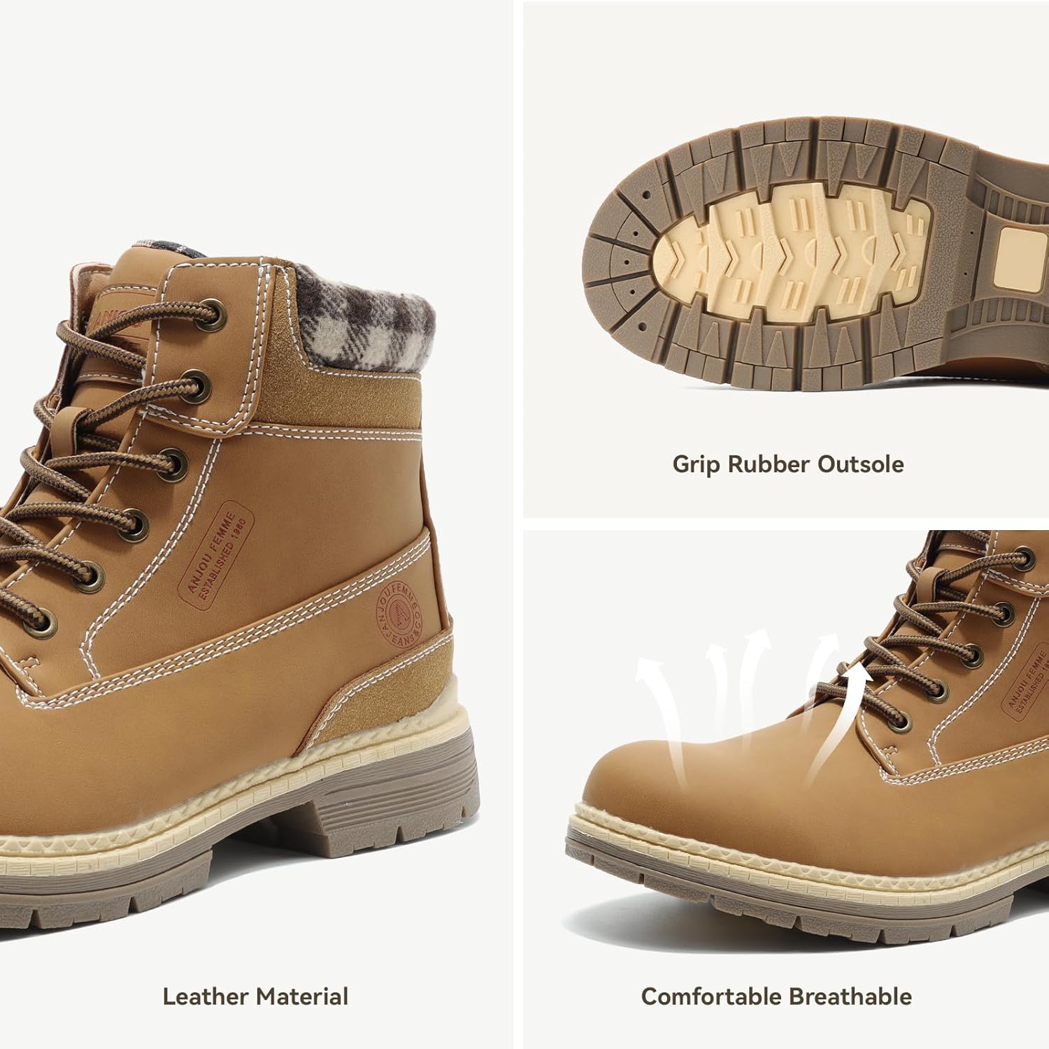 ANJOUFEMME Winter Hiking Boots Men Waterproof, Warm Work Trekking Boots for Men - Image 5