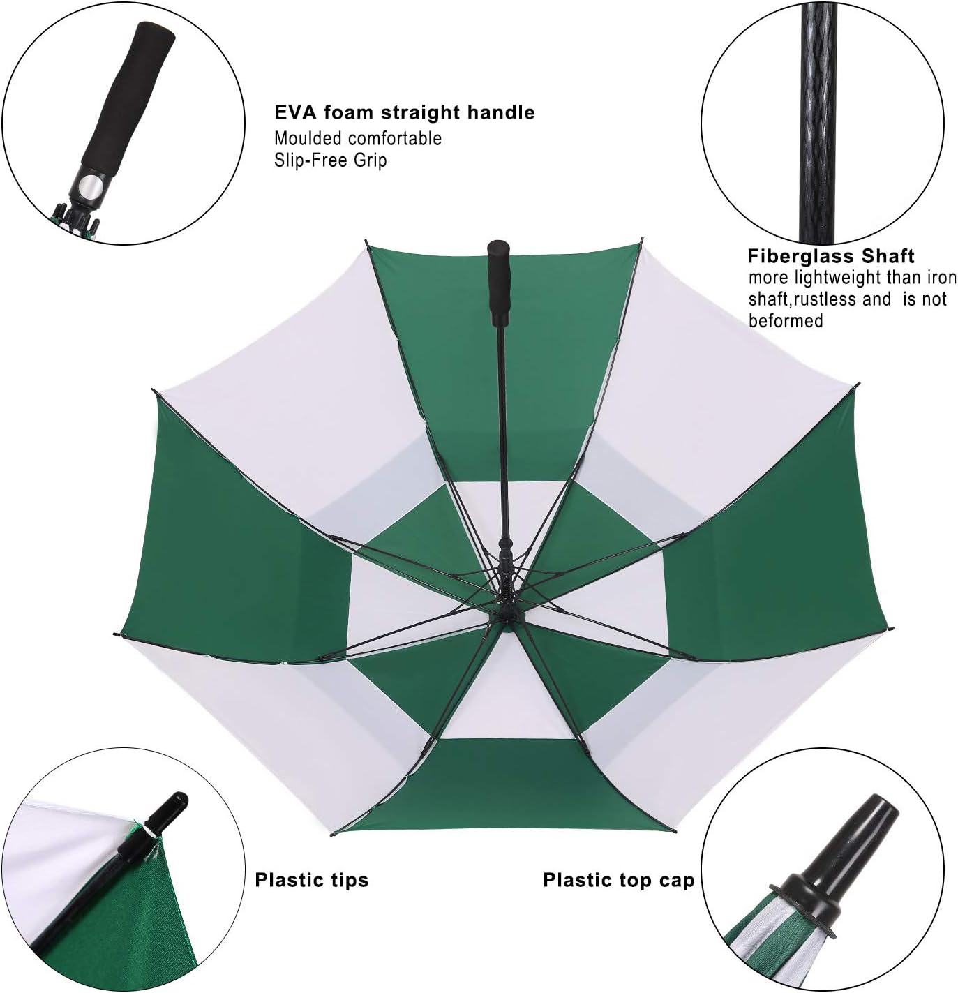 golf umbrella large oversize 68 inches air vent double canopy windproof automatic straight rain umbrellas for men and women - Image 3