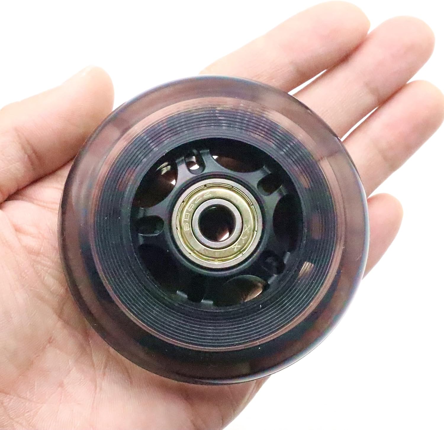 3" Inline Skate Wheels 76mm, Clear Roller Blade Replacement Wheels with Bearings for Skate, Office Chairs, Luggage (Black, 8 Pack)