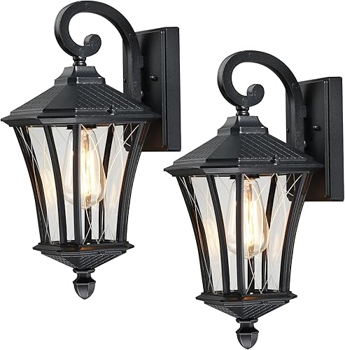 Miniatura 9 de YSN Paquete de 2 luces de pared grandes para exteriores de 16 pulgadas, accesorios de iluminación exterior negros, luces exteriores impermeables