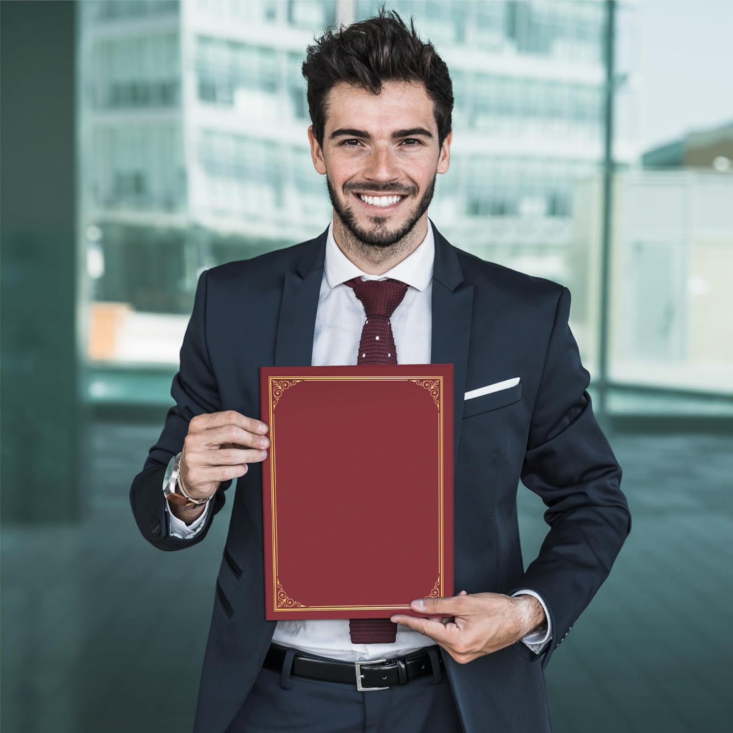 BELLE KR® Red Certificate Holders 8.5 x 11, 50 Pcs - Used as Award Certificate Folders with Gold Foil Border for Letter Size 8.5" x 11" Certificates, Awards, Documents and Diplomas